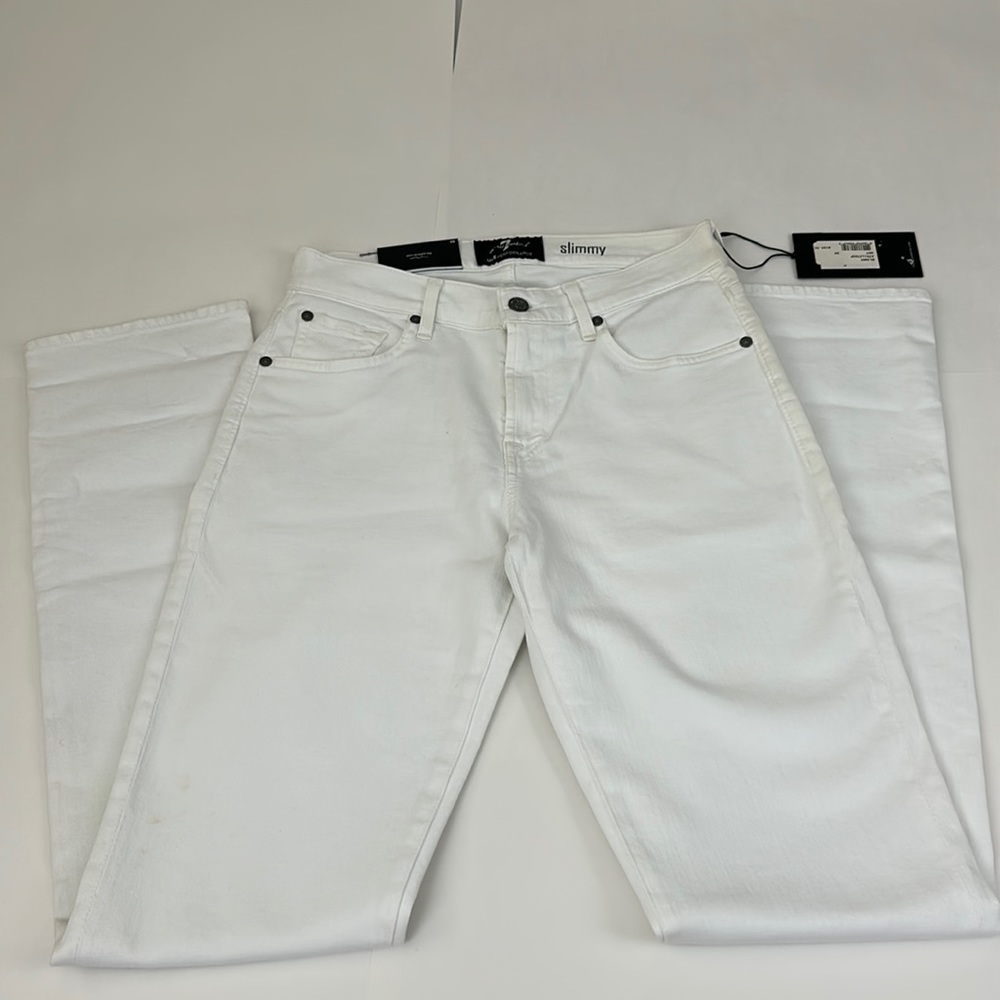 7 for all mankind white skinny slim straight leg size 28
